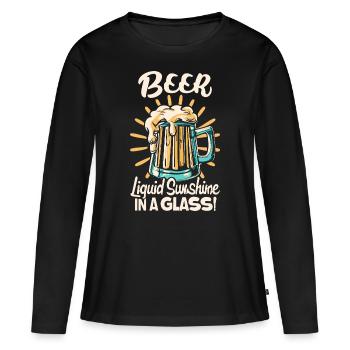 Bière liquide soleil dans un verre Dicton de bière - T-shirt manches longues Premium bio Femme - noir - Devant - Julia (174cm)