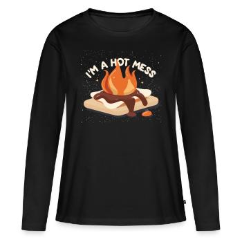 Sweet SMORES Mess - Je suis un désordre chaud - T-shirt manches longues Premium bio Femme - noir - Devant - Julia (174cm)