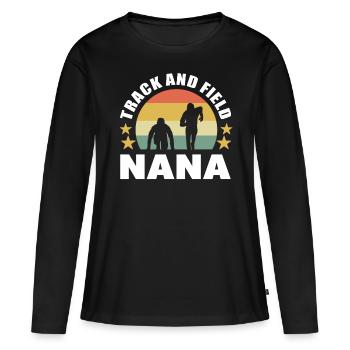 Athlétisme Athlétisme Nana Marathon Running - T-shirt manches longues Premium bio Femme - noir - Devant - Julia (174cm)