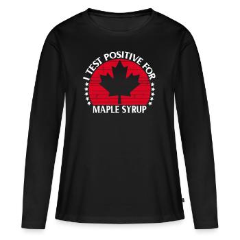 Sirop d’érable Maple Tree Sap Tapping Sugaring Tapper - T-shirt manches longues Premium bio Femme - noir - Devant - Julia (174cm)