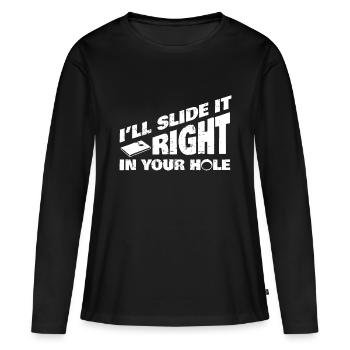 Cornhole Slide In Your Hole Lustiges Spielen - Frauen Premium Bio Langarmshirt - Schwarz - Vorne - Julia (174cm)