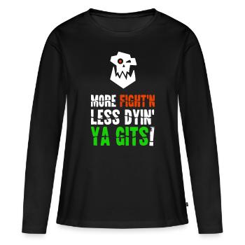 More Fighting Less Dying Ork Tabletop Wargaming - Women's Premium Organic Long Sleeve Shirt - black - Front - Julia (174cm)