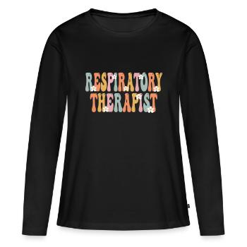 Woche des Atemtherapeuten Groovy Appreciation Day - Frauen Premium Bio Langarmshirt - Schwarz - Vorne - Julia (174cm)