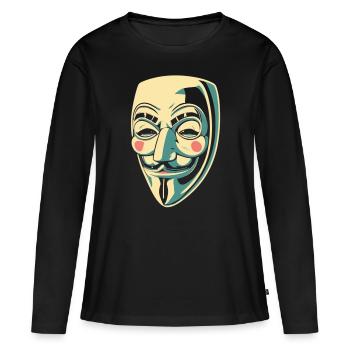 Masque Guy Fawkes - T-shirt manches longues Premium bio Femme - noir - Devant - Julia (174cm)