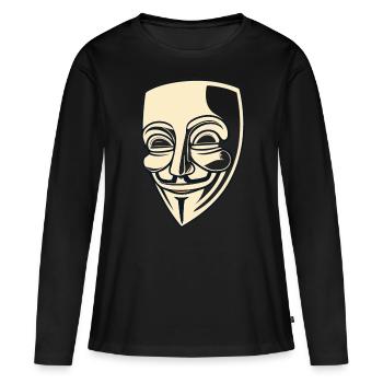 Masque Guy Fawkes - T-shirt manches longues Premium bio Femme - noir - Devant - Julia (174cm)