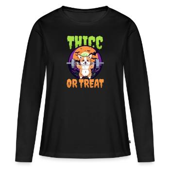 Musculation Halloween épais ou traiter - T-shirt manches longues Premium bio Femme - noir - Devant - Julia (174cm)