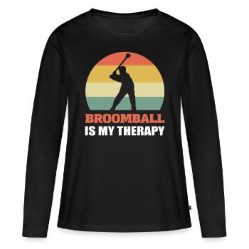 Le ballon-balai est mon amateur de balai thérapeutique - T-shirt manches longues Premium bio Femme - noir - Devant - Julia (174cm)