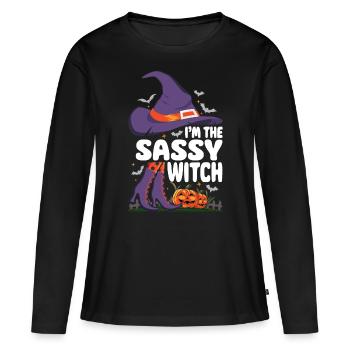 Je suis la sorcière impertinente - T-shirt manches longues Premium bio Femme - noir - Devant - Julia (174cm)
