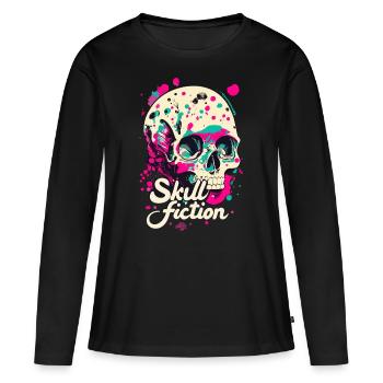 Skull Fiction Totenkopf Totenschädel - T-shirt manches longues Premium bio Femme - noir - Devant - Julia (174cm)