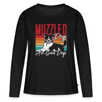 Dresseur de chiens d’assistance Les chiens muselés sont des maîtres-chiens - T-shirt manches longues Premium bio Femme - noir - Devant - Julia (174cm)