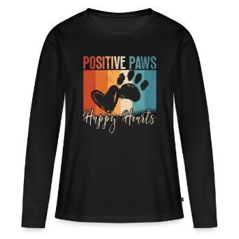 Dresseur de chiens d’assistance Positive Paws Happy Dog Owner - T-shirt manches longues Premium bio Femme - noir - Devant - Julia (174cm)