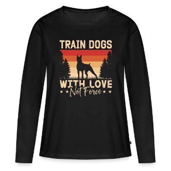Dresseur de chiens d’assistance Former des chiens avec un propriétaire de chien d’amour - T-shirt manches longues Premium bio Femme - noir - Devant - Julia (174cm)