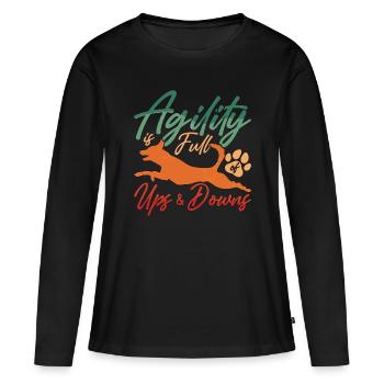 L’agilité du dresseur de chiens d’assistance est pleine de chiens d’assistance - T-shirt manches longues Premium bio Femme - noir - Devant - Julia (174cm)