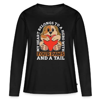 Dresseur de chiens d’assistance Mon cœur appartient au propriétaire de chien - T-shirt manches longues Premium bio Femme - noir - Devant - Julia (174cm)