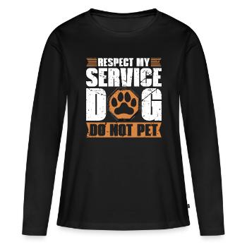 Chien d’assistance Respectez mon service Thérapie Amoureux des chiens - T-shirt manches longues Premium bio Femme - noir - Devant - Julia (174cm)