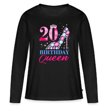 Birthday Queen 20 - Frauen Premium Bio Langarmshirt - Schwarz - Vorne - Julia (174cm)