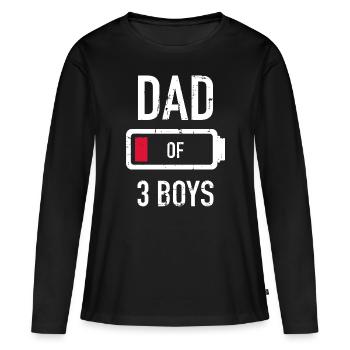 Papa de 3 trois garçons faible batterie cadeau pour le père - T-shirt manches longues Premium bio Femme - noir - Devant - Julia (174cm)