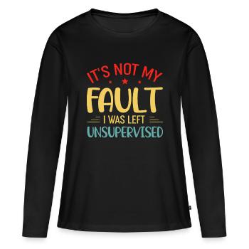 Vintage Ce n’est pas de ma faute si j’ai été laissé sans surveillance - T-shirt manches longues Premium bio Femme - noir - Devant - Julia (174cm)