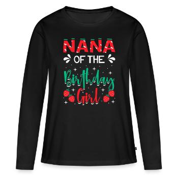 Nana de la fille d’anniversaire fraise sur le thème B-day - T-shirt manches longues Premium bio Femme - noir - Devant - Julia (174cm)
