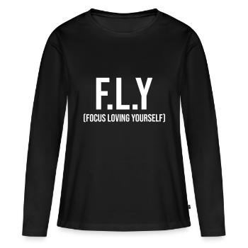 Motivation Amour de soi Positivité Je t’aime - T-shirt manches longues Premium bio Femme - noir - Devant - Julia (174cm)