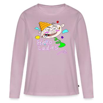 Bonjour mesdames bonjour les filles salut Hey Weiberheld célibataire - T-shirt manches longues Premium bio Femme - rose poudré - Devant - Julia (174cm)