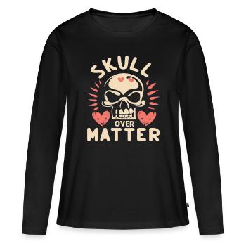 Crâne Crâne Crâne Crâne Dire - T-shirt manches longues Premium bio Femme - noir - Devant - Julia (174cm)