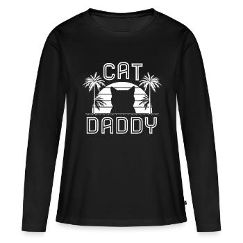 Cat Daddy Dad fathers day retro summer cat papa - Women's Premium Organic Long Sleeve Shirt - black - Front - Julia (174cm)