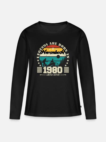 November 1980. November 1980 Jubiläumsgeschenk. - Frauen Premium Bio Langarmshirt - Schwarz