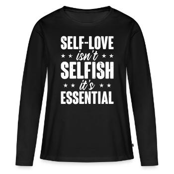 Motivation Amour de soi Positivité Je t’aime - T-shirt manches longues Premium bio Femme - noir - Devant - Julia (174cm)
