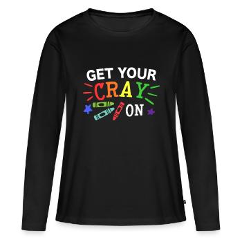 Mettez votre Cray sur la rentrée - T-shirt manches longues Premium bio Femme - noir - Devant - Julia (174cm)