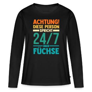 Fuchs - Frauen Premium Bio Langarmshirt - Schwarz - Vorne - Julia (174cm)