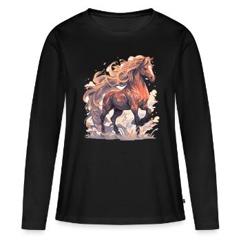 Cheval - T-shirt manches longues Premium bio Femme - noir - Devant - Julia (174cm)