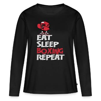 Eat Sleep Boxing Repeat - Women's Premium Organic Long Sleeve Shirt - black - Front - Julia (174cm)