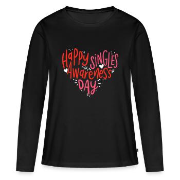 Happy Singles Awareness Day Saint-Valentin - T-shirt manches longues Premium bio Femme - noir - Devant - Julia (174cm)