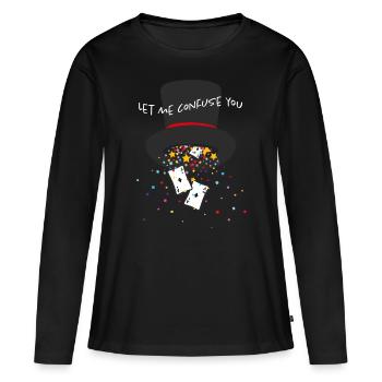 Illusionniste Magie Show Carte Magie Tours de Carte - T-shirt manches longues Premium bio Femme - noir - Devant - Julia (174cm)