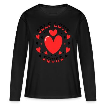 Motivation Amour de soi Positivité Je t’aime - T-shirt manches longues Premium bio Femme - noir - Devant - Julia (174cm)