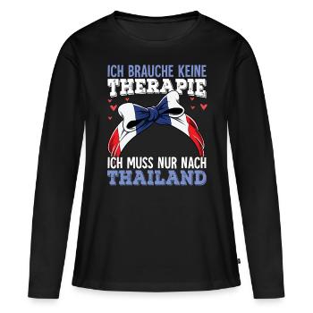 Thailand - Frauen Premium Bio Langarmshirt - Schwarz - Vorne - Julia (174cm)