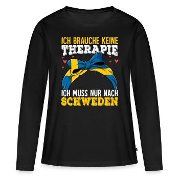 Schweden - Frauen Premium Bio Langarmshirt - Schwarz - Vorne - Julia (174cm)