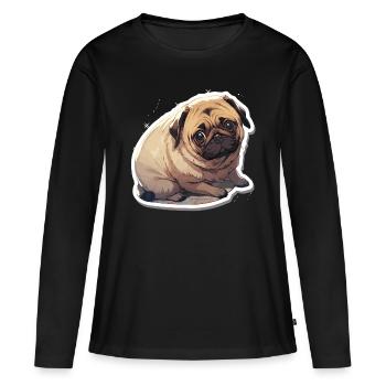 Mops Mops Hund Mops Leben Mops Geschenke - Frauen Premium Bio Langarmshirt - Schwarz - Vorne - Julia (174cm)