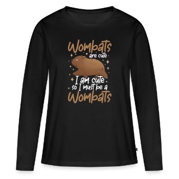 Ich bin ein Wombat Australien Beuteltier - Frauen Premium Bio Langarmshirt - Schwarz - Vorne - Julia (174cm)