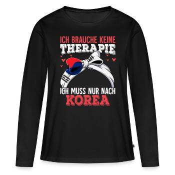 Korea - Frauen Premium Bio Langarmshirt - Schwarz - Vorne - Julia (174cm)