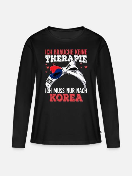 Korea - Frauen Premium Bio Langarmshirt - Schwarz
