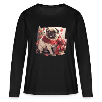 Carlin Carlin Chien Carlin Noël Carlin Noël - T-shirt manches longues Premium bio Femme - noir - Devant - Julia (174cm)