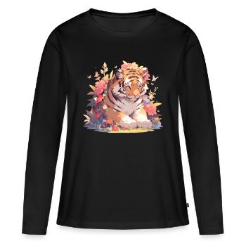 Tiger Baby Tiger Tiger Baby - Frauen Premium Bio Langarmshirt - Schwarz - Vorne - Julia (174cm)