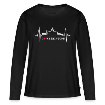 Washington D.C. Skyline Heartbeat Côte Est des États-Unis - T-shirt manches longues Premium bio Femme - noir - Devant - Julia (174cm)