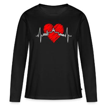 Washington D.C. Skyline Heartbeat Côte Est des États-Unis - T-shirt manches longues Premium bio Femme - noir - Devant - Julia (174cm)