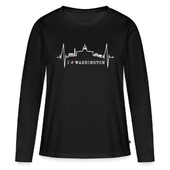 Washington D.C. Skyline Heartbeat Côte Est des États-Unis - T-shirt manches longues Premium bio Femme - noir - Devant - Julia (174cm)