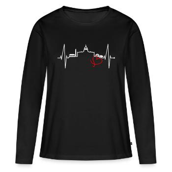 Washington D.C. Skyline Heartbeat Côte Est des États-Unis - T-shirt manches longues Premium bio Femme - noir - Devant - Julia (174cm)