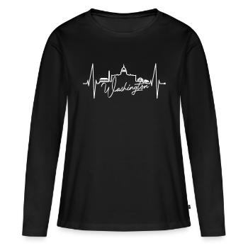 Washington D.C. Skyline Heartbeat Côte Est des États-Unis - T-shirt manches longues Premium bio Femme - noir - Devant - Julia (174cm)