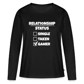 Célibataire Taken Gamer Drôle Relation Statut - T-shirt manches longues Premium bio Femme - noir - Devant - Julia (174cm)